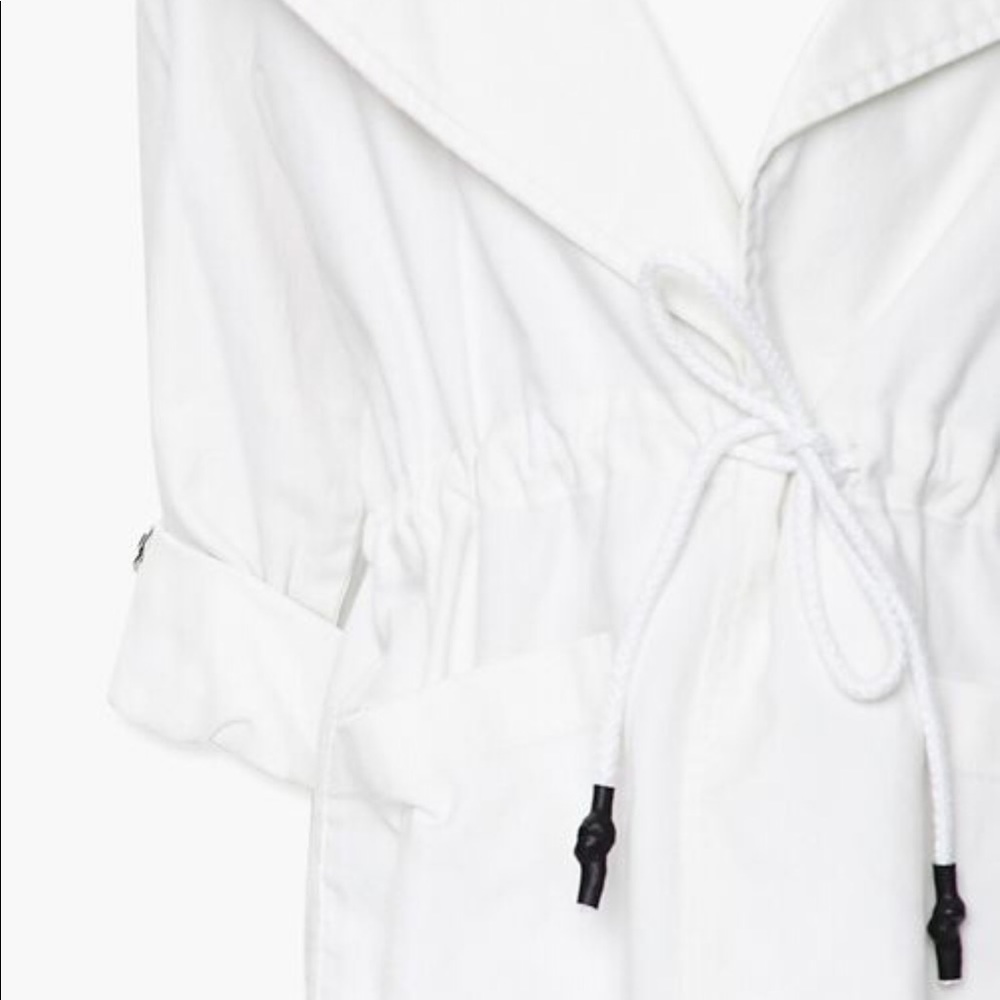 Cuffed Drawstring White Jacket - Picture 2 of 5